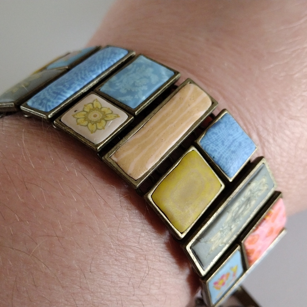 JilZarah polymer clay square cobblestone bracelet